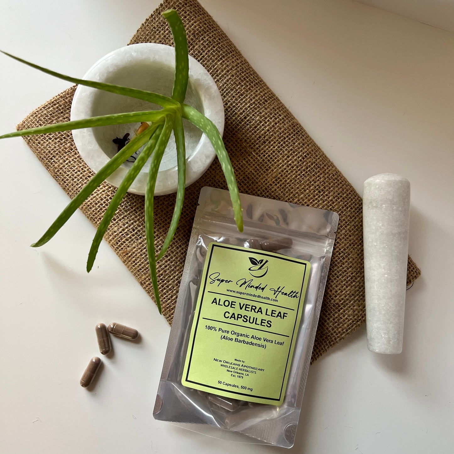 Aloe Vera Leaf Capsules | Organic | Aloe Barbadensis | 500mg | Demulcent