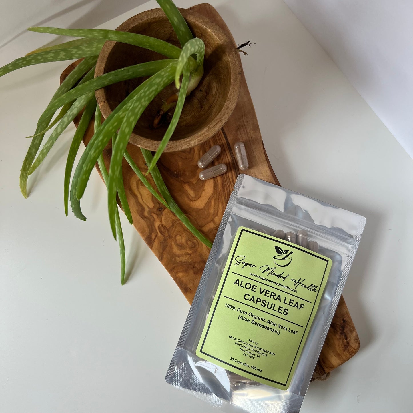 Aloe Vera Leaf Capsules | Organic | Aloe Barbadensis | 500mg | Demulcent