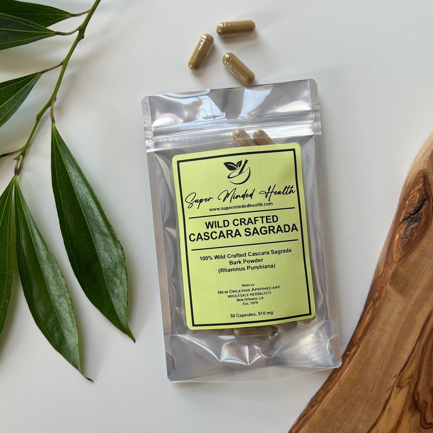 Cascara Sagrada Capsules | 100% Wild-Crafted | Rhamnus Purshiana | 510mg