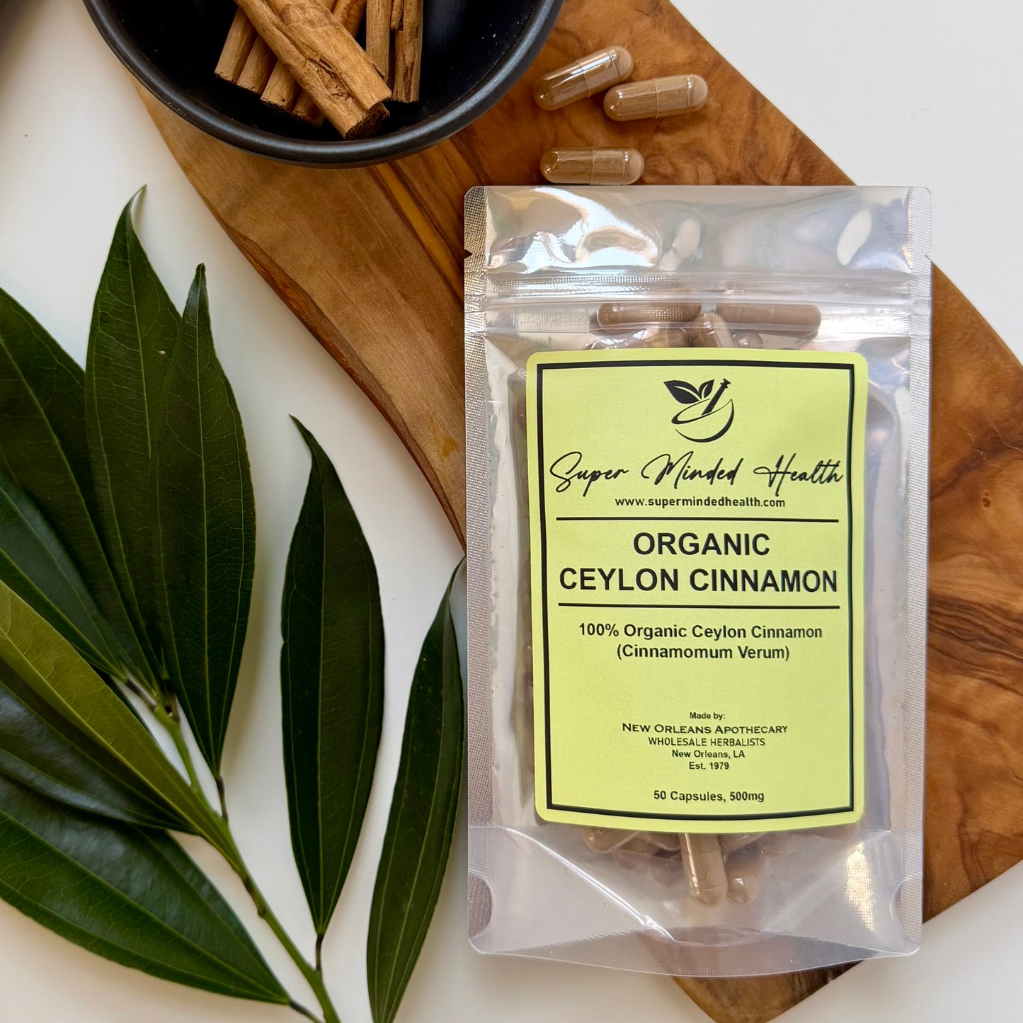 Ceylon Cinnamon Capsules | Organic Cinnamomum Verum | 500mg | Gut Health