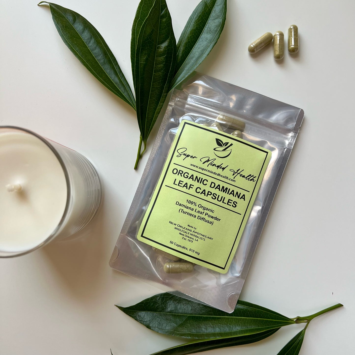Damiana Leaf Capsules | Organic | Turnera Diffusa | 510mg | Libido