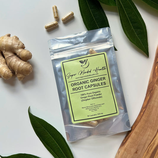 Ginger Root Powder Capsules | Organic | Zingiber Officinale | 530mg | Carminative