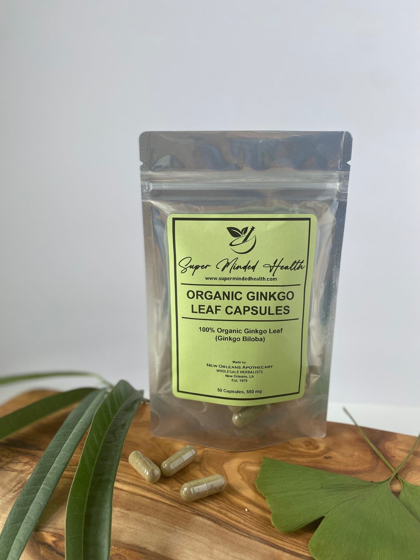Ginkgo Biloba Capsules | Organic | 550mg | Improve Memory
