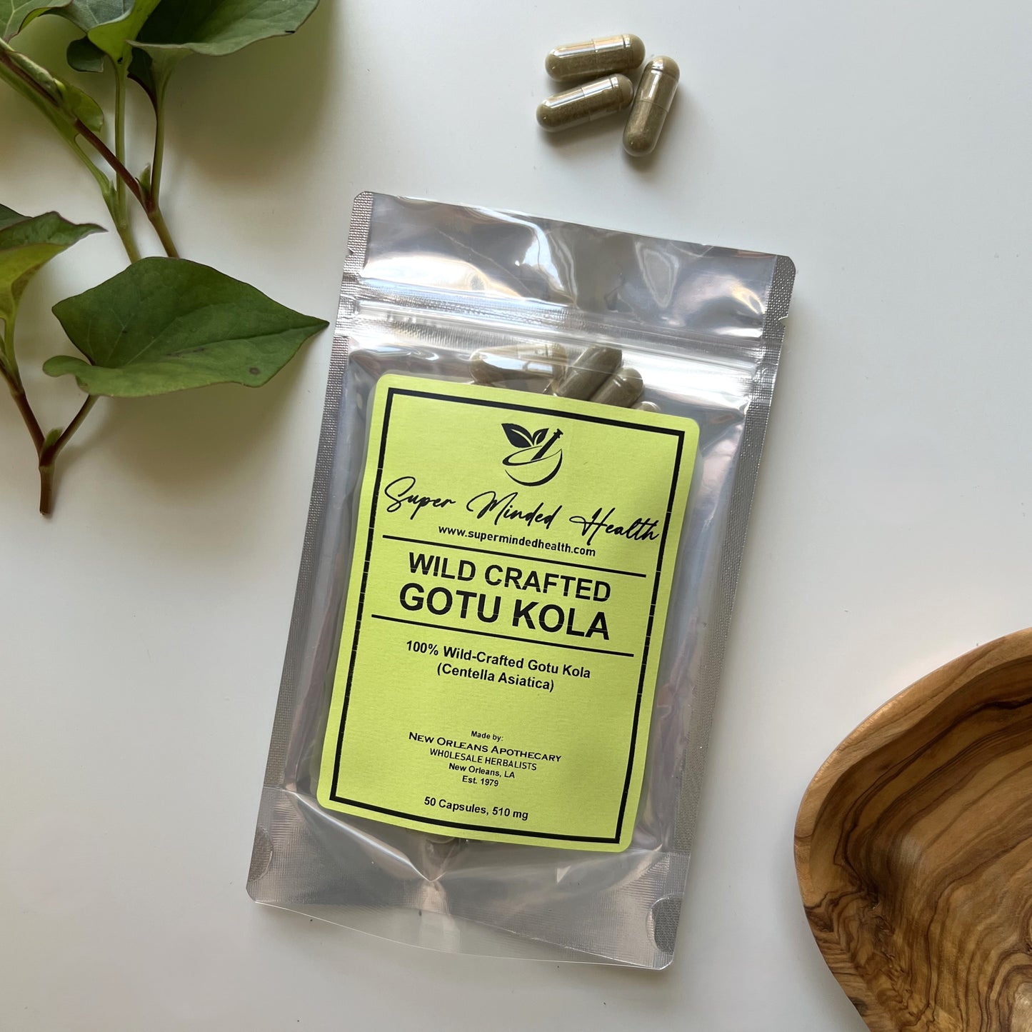 Gotu Kola Capsules | 100% Wild-Crafted | Centella Asiatica | 600mg