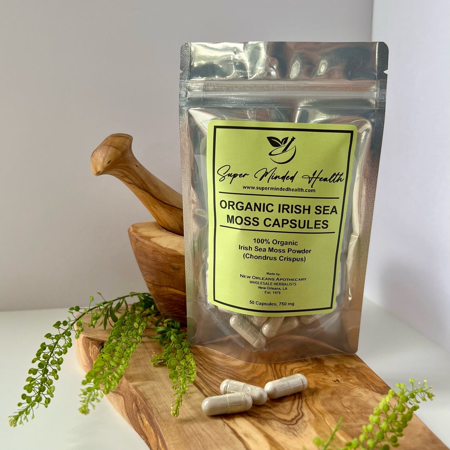 Irish Sea Moss Capsules | Organic | Chondrus Crispus | 750mg Sebi Raw