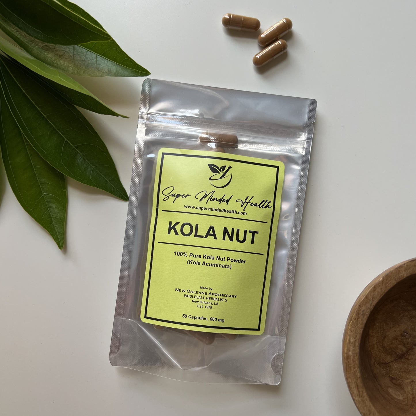 Kola Nut Capsules | 100% Pure | Cola Acuminata | 600mg | Energy Boost