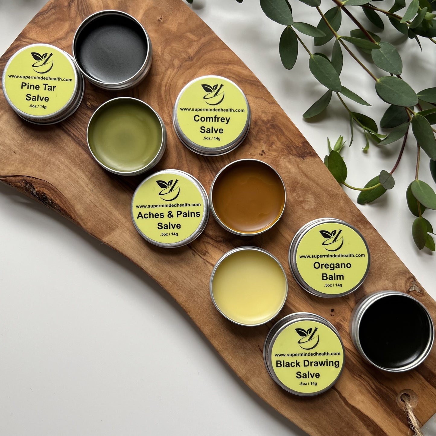 5 PC Mini Salves Set | All Natural Herbal Salve | Sample Size | Gift Set