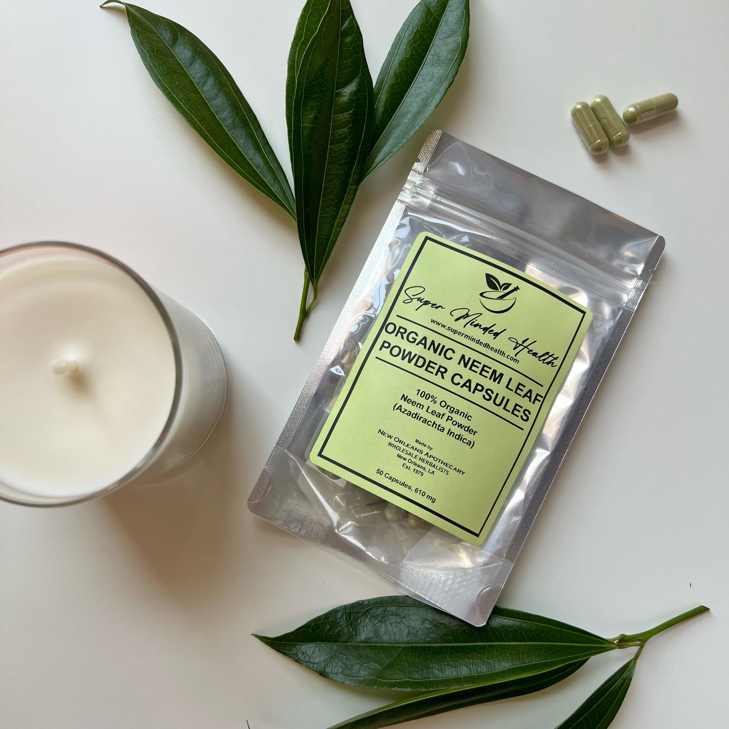 Neem Leaf Powder Capsules | Organic | Azadirachta Indica | 610mg