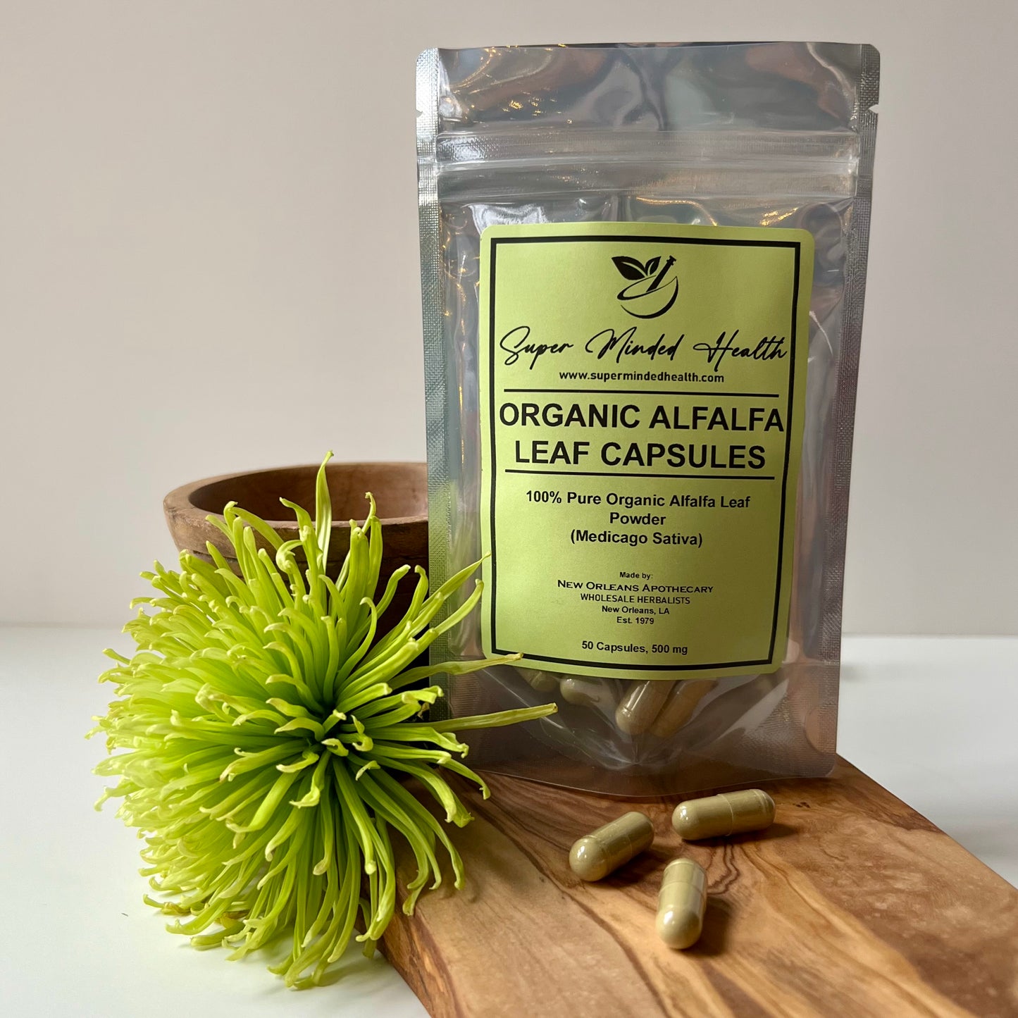 Alfalfa Leaf Powder Capsules | Pure Organic | Medicago Sativa | 500mg