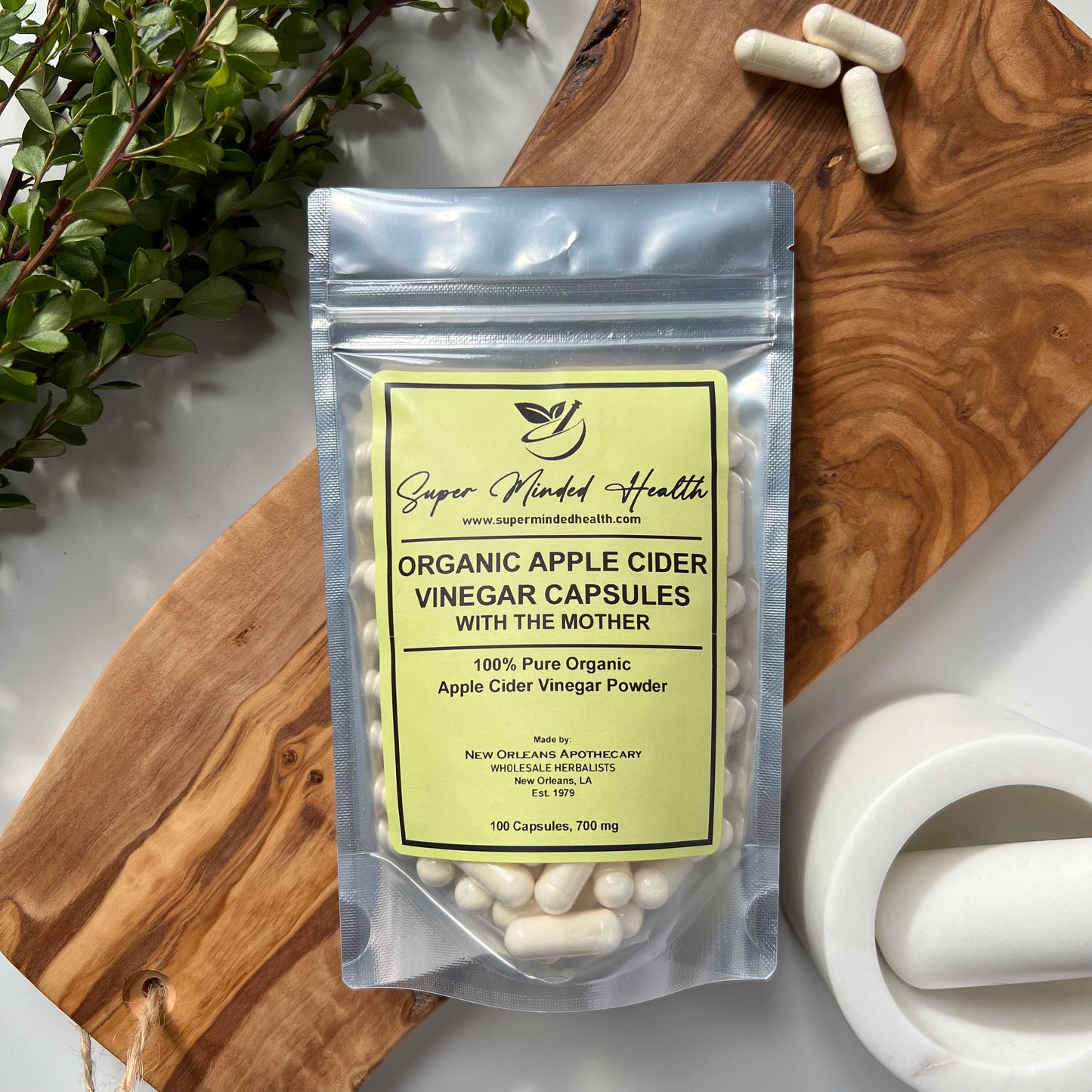Apple Cider Vinegar Capsules | Organic | With The Mother | Alkaline | 700mg | Bitters