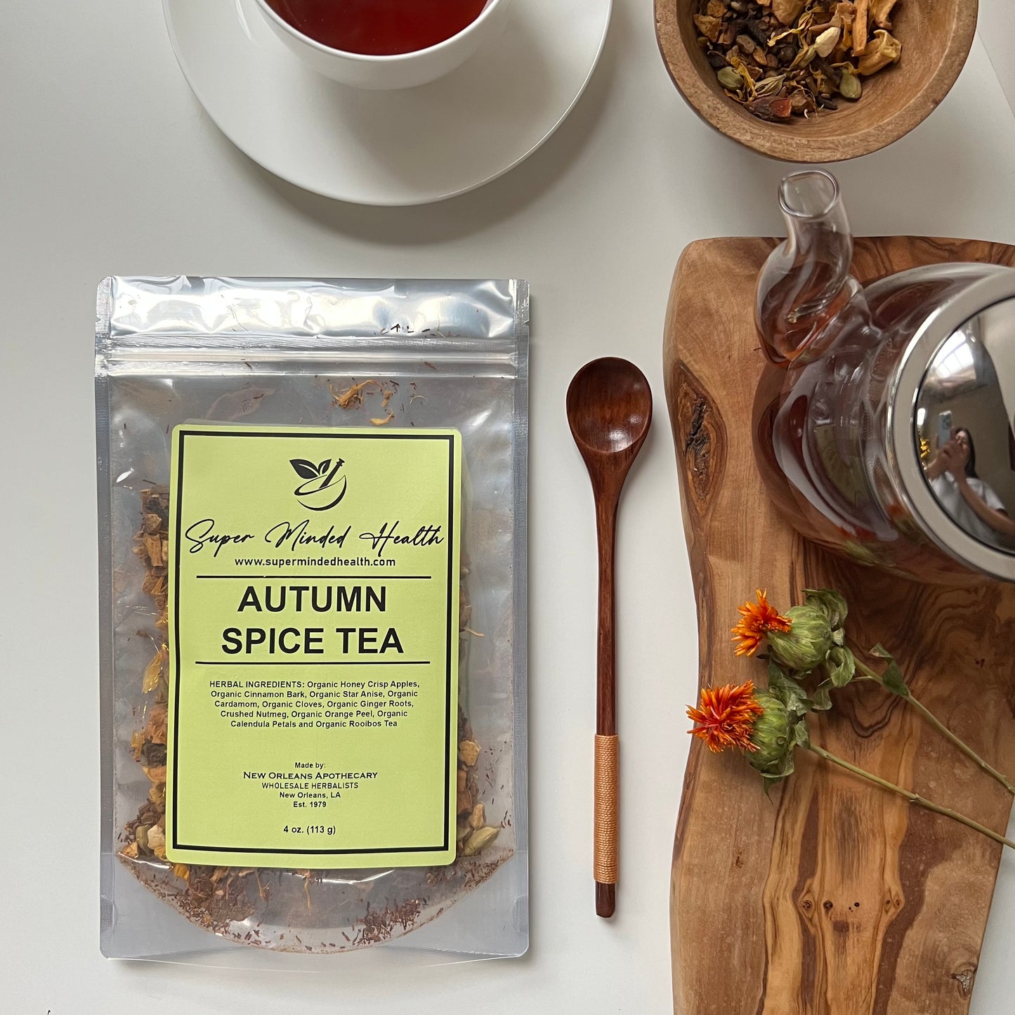 Autumn Spice Tea (32 Servings) Loose Organic Herbal Rooibos Tea Soothing Warmth