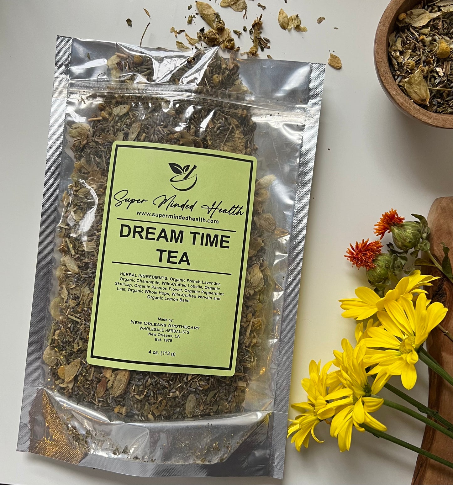 Dream Time Tea (32 Servings) Loose Organic Herbal Tea Sleepy Calm