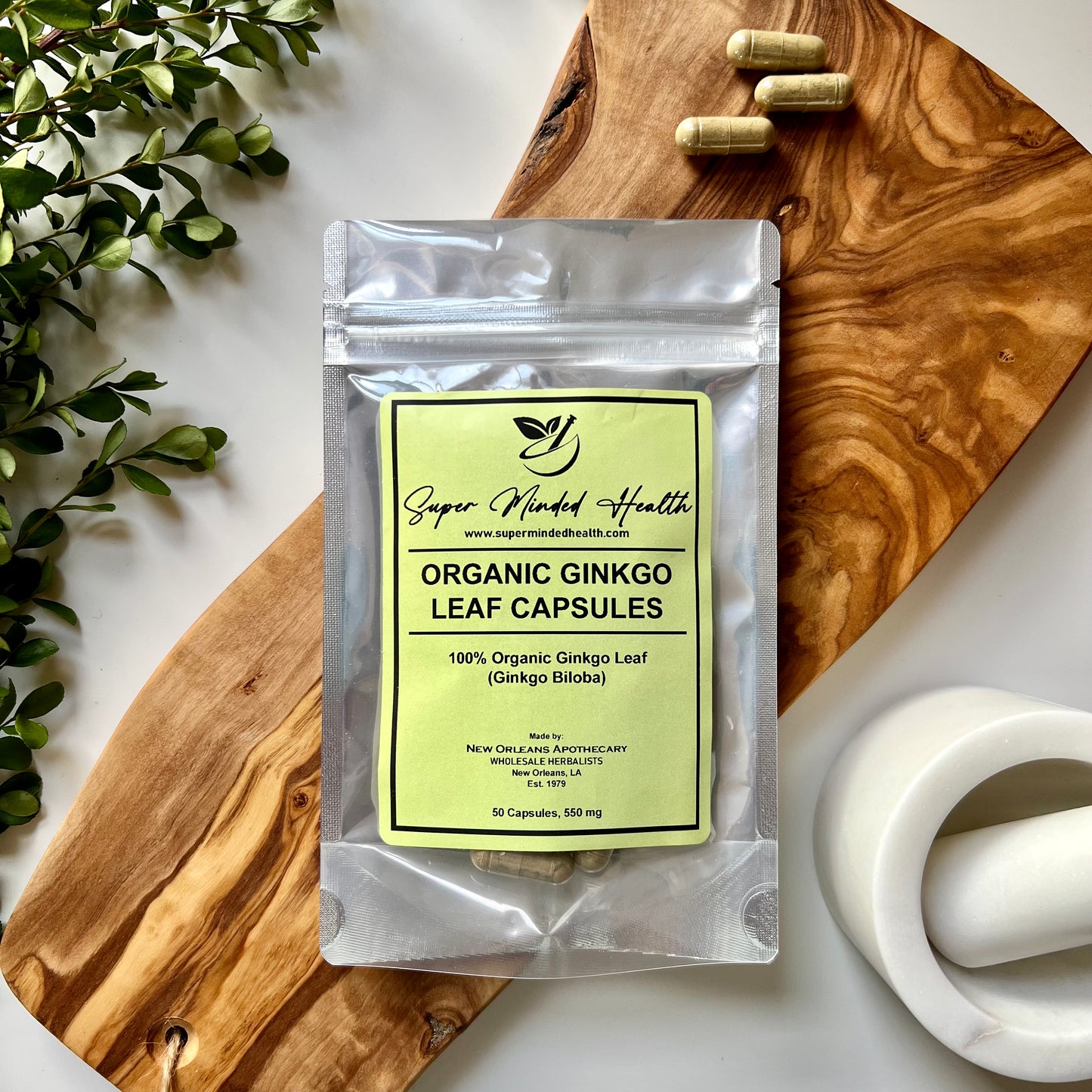 Ginkgo Biloba Capsules | Organic | 550mg | Improve Memory