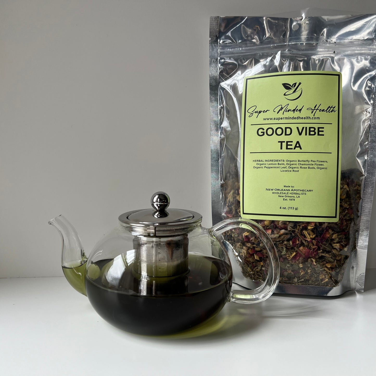 Good Vibe Tea (32 Servings) Loose Organic Herbal Tea Revitalize Butterfly Pea Blend Simply Delicious!