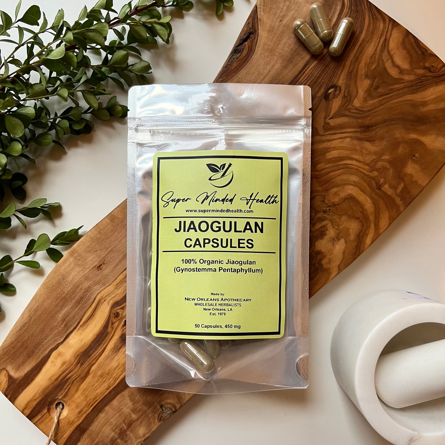 Jiaogulan Powder Capsules | Organic | Gynostemma Pentaphyllum | 450mg