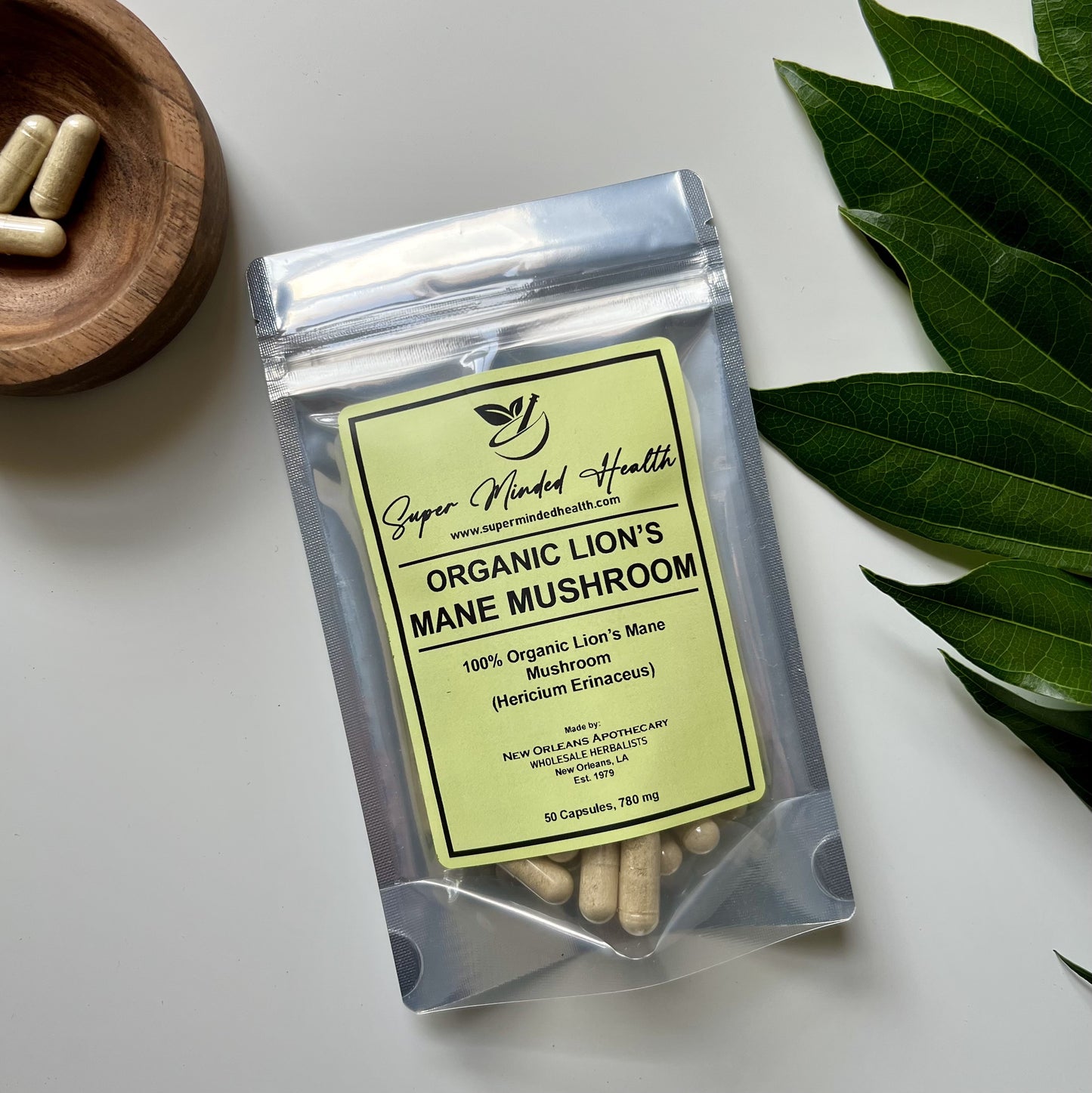 Lion’s Mane Mushroom Capsules | Organic | Hericium Erinaceus | 780mg