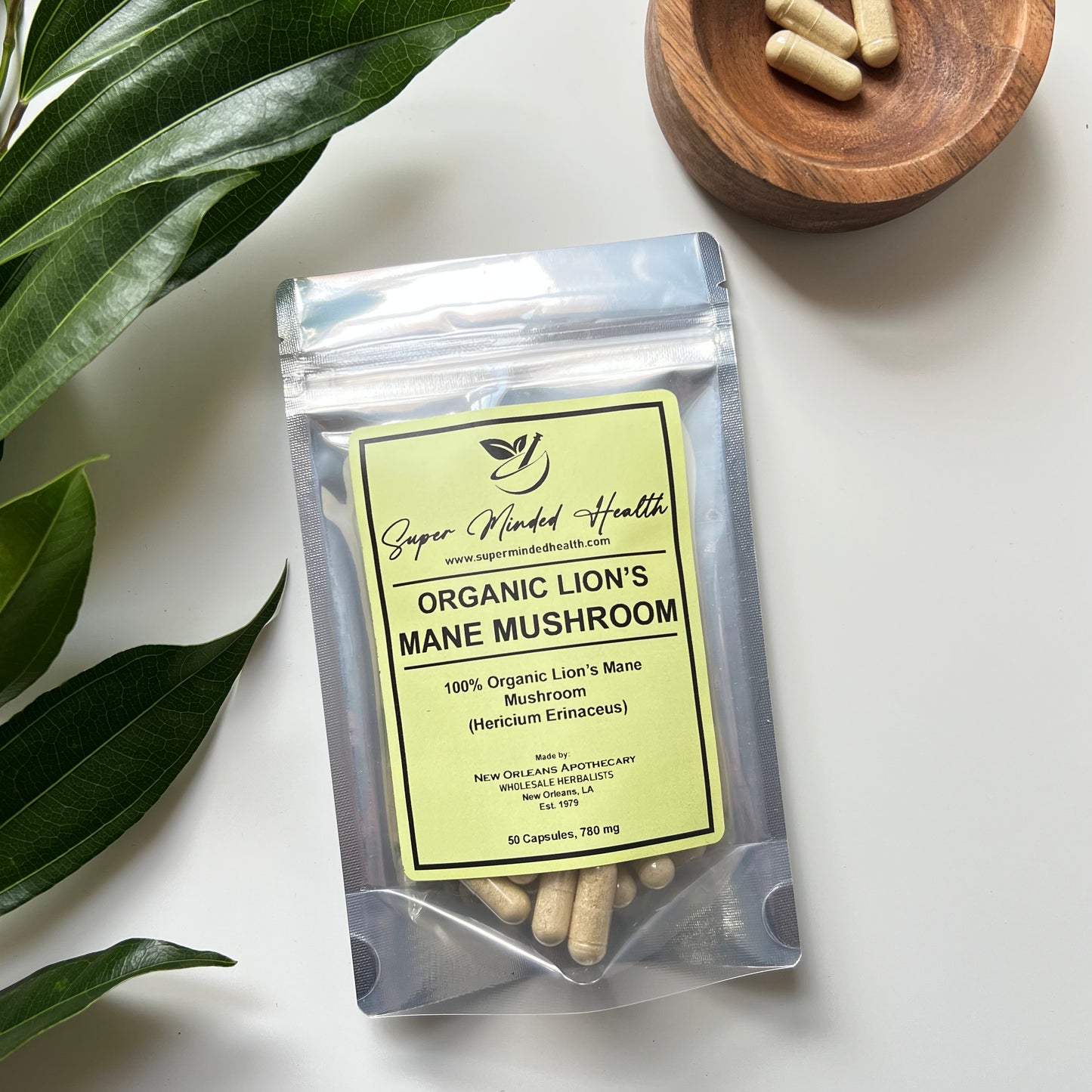 Lion’s Mane Mushroom Capsules | Organic | Hericium Erinaceus | 780mg