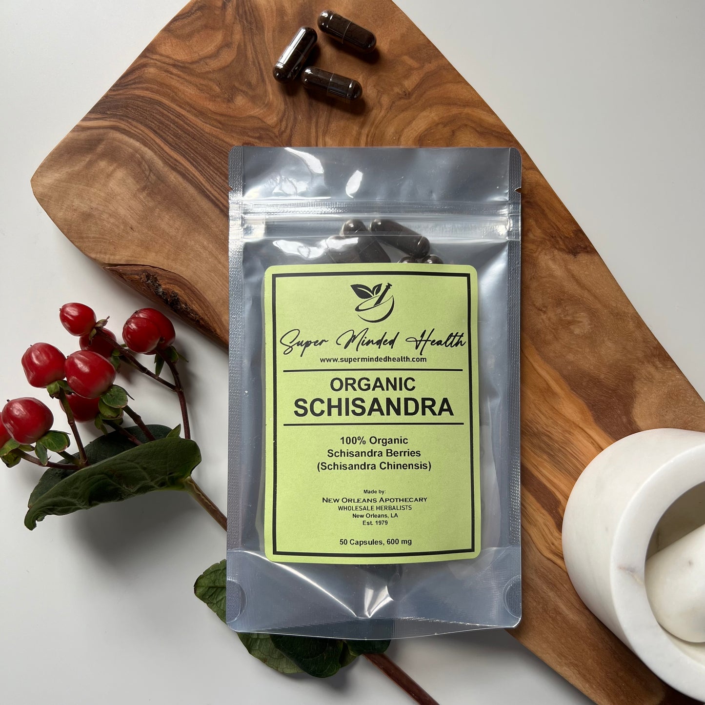 Schisandra Berry Capsules Organic | Schisandra Chinensis | Berries | Adaptogen | 600mg