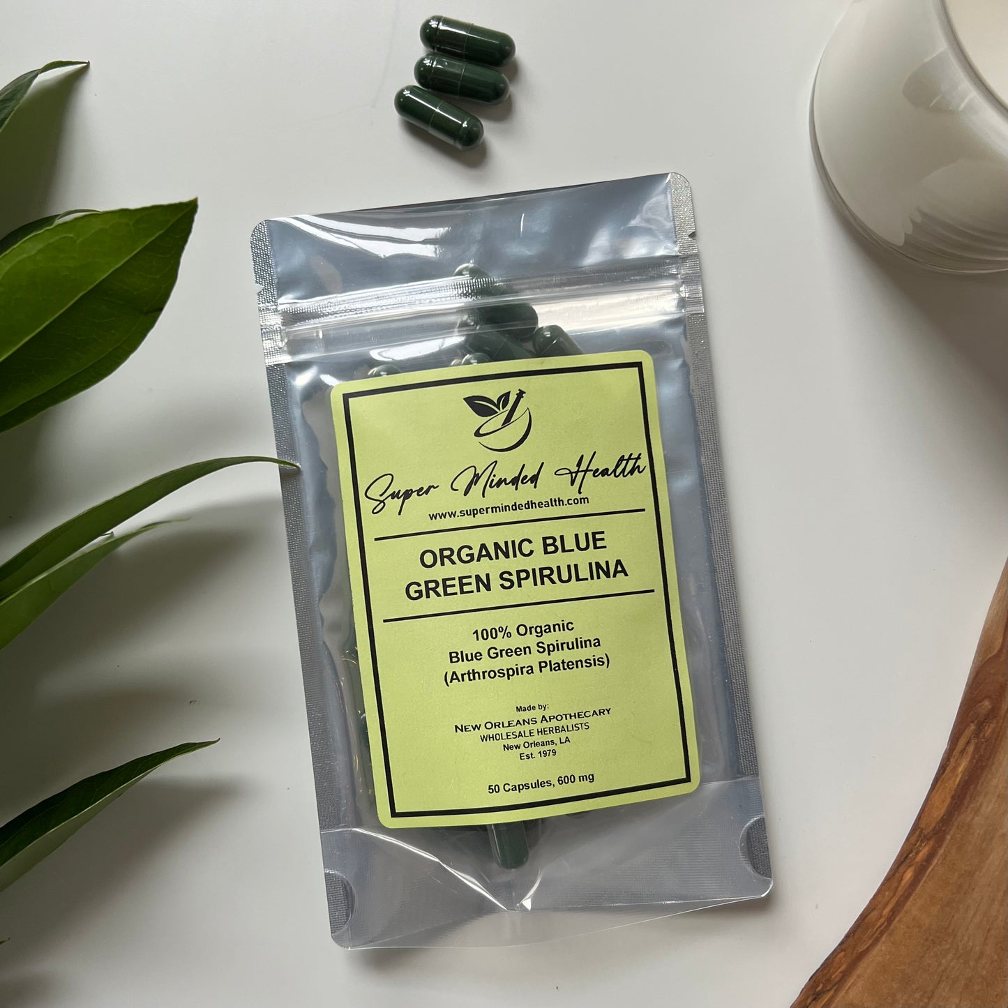 Blue Green Spirulina Capsules | Organic | Arthrospira Platensis | 600mg