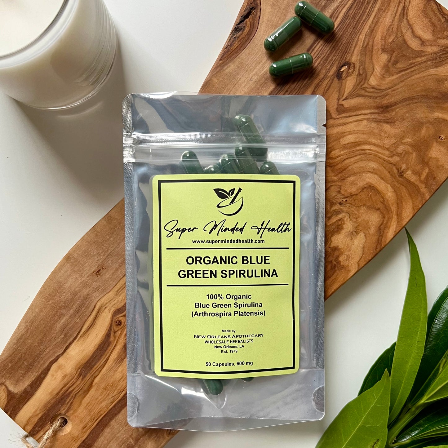 Blue Green Spirulina Capsules | Organic | Arthrospira Platensis | 600mg