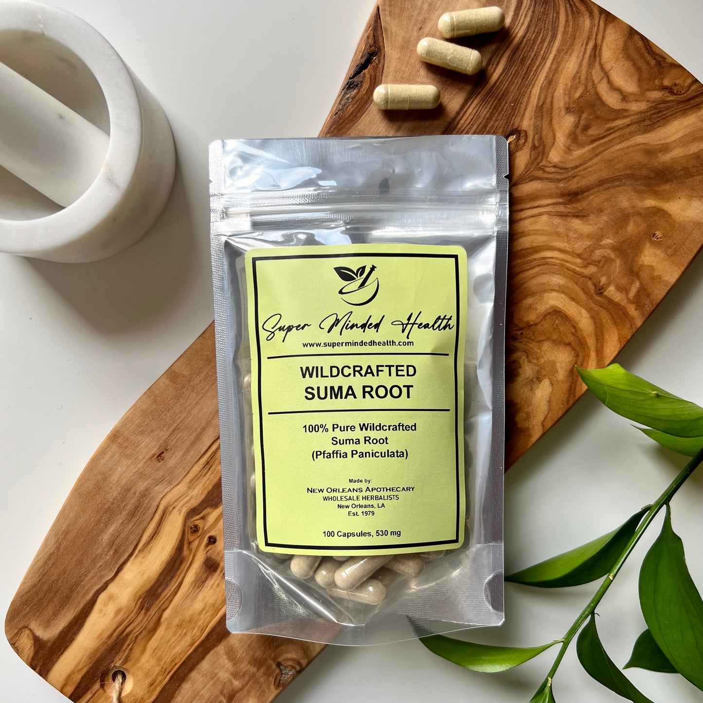 Suma Root Capsules | Wildcrafted | Brazilian Ginseng | Pfaffia Paniculata | 530 mg | Adaptogen