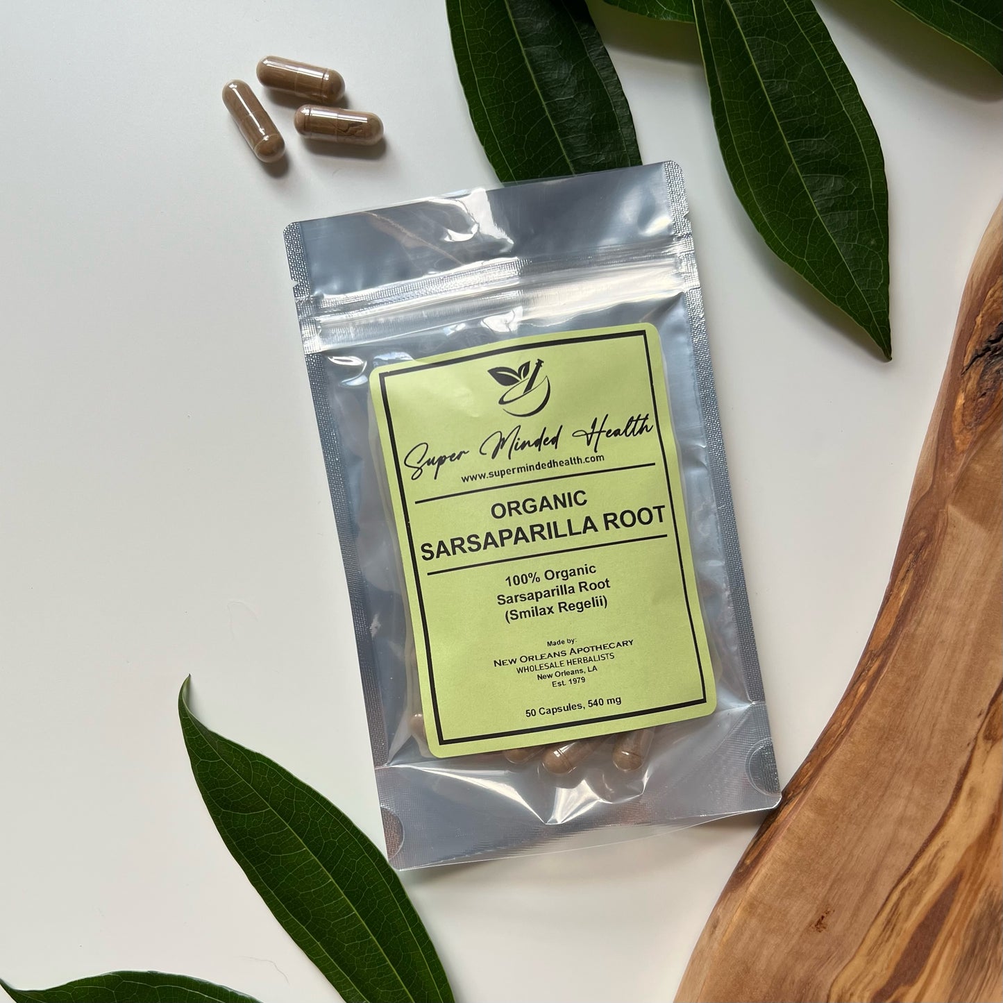 Sarsaparilla Root Capsules | Organic | 540mg | Bitters | Sebi