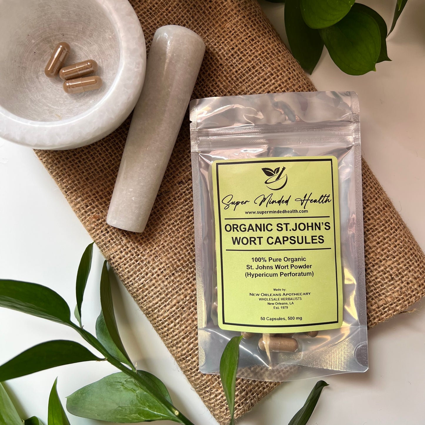 St. John's Wort Capsules | Organic | Hypericum Perforatum | 500mg | Nervine