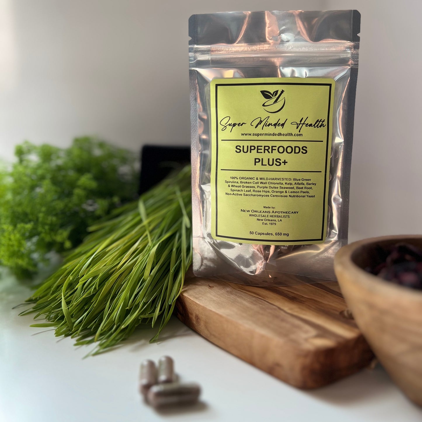Organic & Wild Harvested SuperFoods Plus+ Capsules 650mg