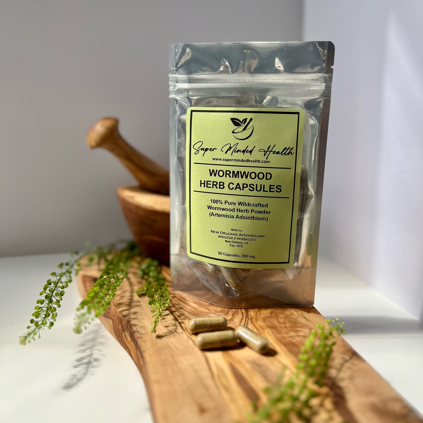 Wormwood Powder Capsules | Pure Wildcrafted | Artemisia Absinthium | 500mg
