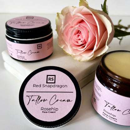 Rosehip Tallow Face Cream | Organic All Natural | Whipped Grass Fed Beef Tallow