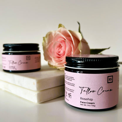 Rosehip Tallow Face Cream | Organic All Natural | Whipped Grass Fed Beef Tallow