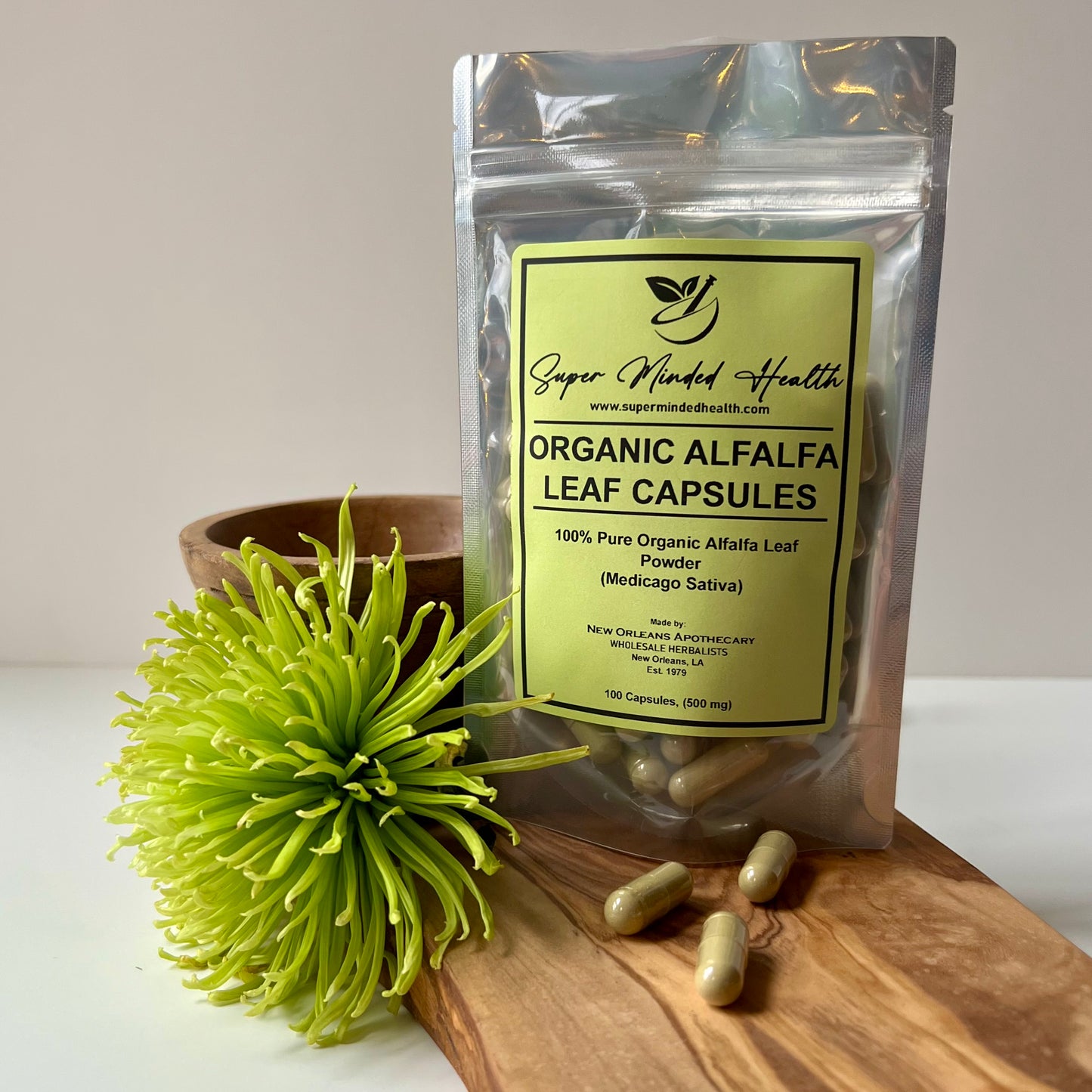 Alfalfa Leaf Powder Capsules 100% Pure Organic (Medicago Sativa) 500mg